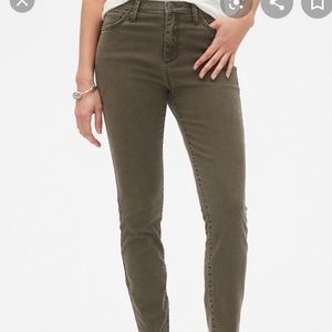 Olive green twill skinny jeans